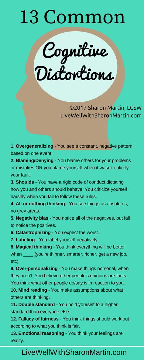 13 Common Cognitive Distortions - Allowing negative thinking to dominate, rather than being rational, balanced & purposeful Distorted Thoughts, Automatic Thoughts, Irrational Thoughts, Thinking Errors, Counseling Resources, Therapy Tools, Cognitive Behavioral Therapy, Behavioral Therapy, Mental And Emotional Health