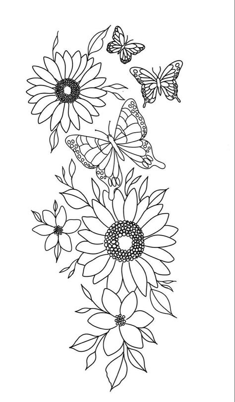 Thigh Tattoos Drawings, Thigh Tattoos Stencil, Thigh Tattoo Stencil, Floral Outline Drawing, Mom Tattoo Quotes, Thigh Flower Tattoo, Flower Tattoo Stencils, Cute Thigh Tattoos, Illusion Tattoos