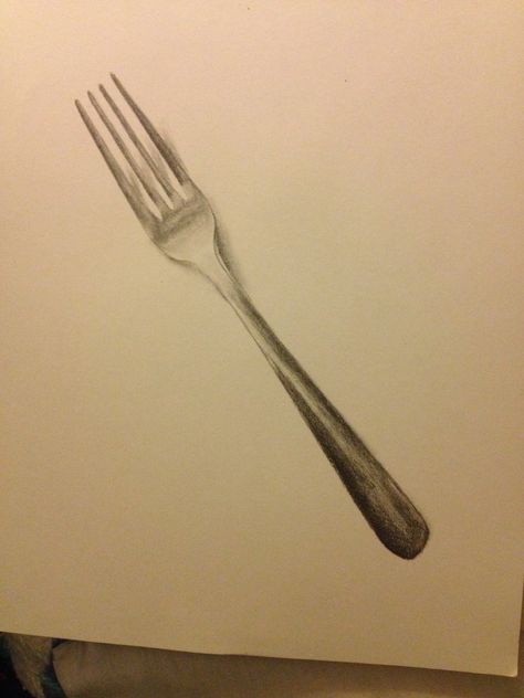 Fork drawing Fork Drawing, Object Drawings, Spoon Drawing, Drawing Objects, Art Homework, Fork Art, Kitchen Objects, Kitchen Drawing, Art 2023