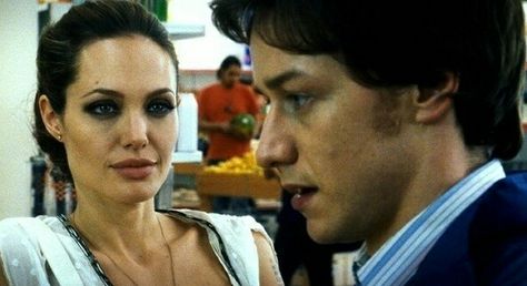 Angelina Jolie & James McAvoy in Wanted Angelina Jolie Wanted, Wanted 2008, Psychological Thriller Movies, Angelina Jolie Movies, Suspense Movies, Wanted Movie, Short Novels, Suspense Thriller, Ensemble Cast