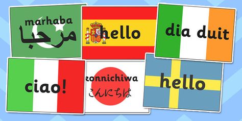 Hello on A4 Flags Languages - languages, hello, french, spanish Hello In Different Languages Printable, Say Hello In Different Languages, Hello In Different Languages, Hello In French, How To Say Hello, Hello Sign, How To Say, Different Languages, Say Hello