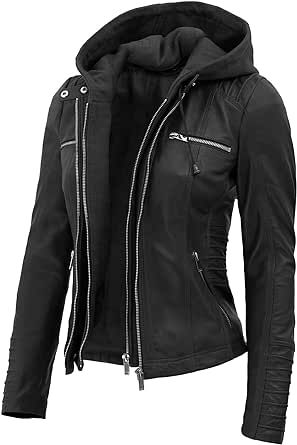 Leather Hoodie Jacket, Womens Leather Jackets, Womens Leather Jacket, Best Winter Jackets, Leather Hoodie, Hoodie Jacket Women, Leather Jacket Women, Womens Black Leather Jacket, Cold Weather Outfits