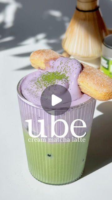 Ube Matcha Latte, Matcha Drink Aesthetic, Matcha Ideas, Iced Matcha Recipe, Ube Latte, Ube Extract, Minuman Aesthetic, Matcha Shop, Matcha Drink Recipes