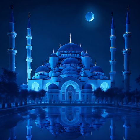 Blue Light With Sultan Ahmed Mosque In The Background#pikbest##Photo Shah Jahan Mosque, Muslim Background, Mosque Background, Fantasy Place, Sultan Ahmed Mosque, Sultan Qaboos Grand Mosque, Blue Mosque Istanbul, Heaven Painting, Wedding Background Decoration