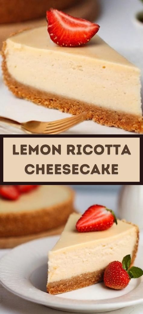 Lemon Ricotta Cheesecake | Page 2 of 2 Ricotta Cream Cheese Cheesecake, Cheesecake Recipes With Ricotta Cheese, Lemon Ricotta Cheesecake Italian, Limoncello Ricotta Cheesecake, Lemoncello Cheesecake, Ricotta Cheesecake Recipes, Lemon Ricotta Cheesecake, Cinnamon Roll Pancakes Recipe, Greek Yogurt Cheesecake