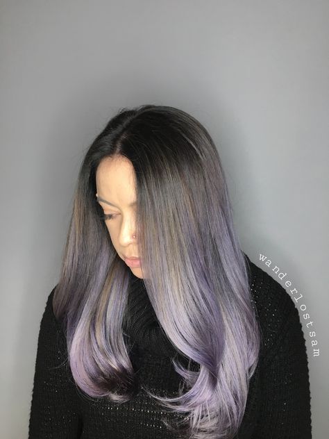 Smokey lavender hair #wanderlostsam Smokey Lavender Hair, Smokey Hair, Smokey Lavender, Money Piece Hair, Money Piece, Lavender Hair, Hair Ideas, Lilac, Lavender