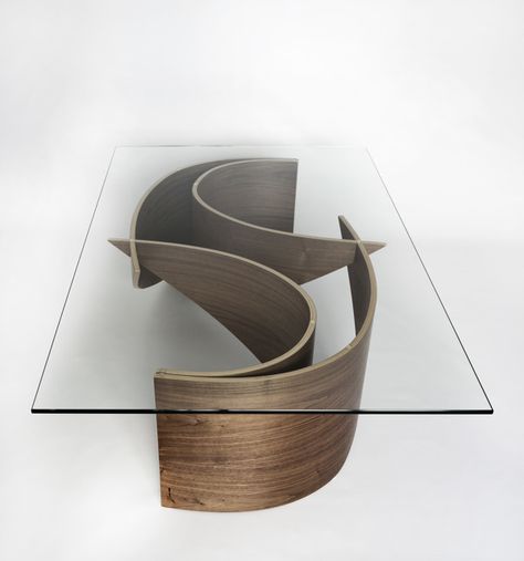 Wave Coffee table by MacMaster, via Behance Wooden Table Diy, Unusual Coffee Tables, Contemporary Coffee Tables, Modern Glass Coffee Table, Cnc Ideas, Coffee Table Furniture, Cnc Furniture, Chair Table, Luxury Furniture Design