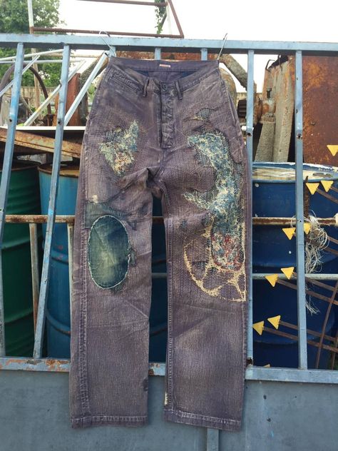 Kapital Clothing Japan, Sashiko Pants, Kapital Clothing, Kapital Jeans, Kapital Kountry, Denim Repair, Patch Pants, Men's Bottoms, Concept Clothing