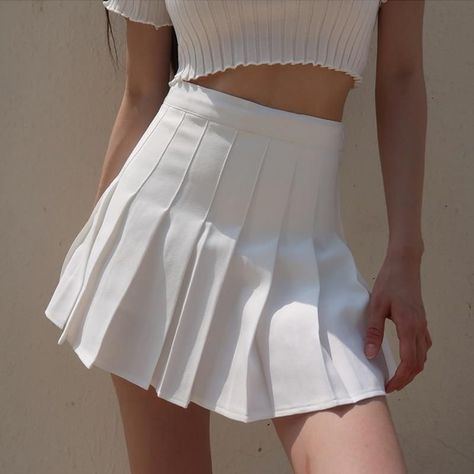 7949e456002b28988d38185bd30e77fddesc35566114ri Preppy Mode, Y2k Harajuku, White Pleated Skirt, Pleated Tennis Skirt, Tennis Skirts, Women Skirt, Retro Streetwear, Pleated Skirts, Dance Skirt