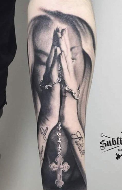 Virgin Mary Full Sleeve Tattoo, Mother Theresa Tattoo, Blessed Mother Mary Tattoo, Shade Tattoo Designs, Virgin Mary Tattoo For Women Sleeve, Religious Sleeve Tattoos Women, St Therese Tattoo, Virgin Mary Arm Tattoo, Virgin Mary Praying Tattoo