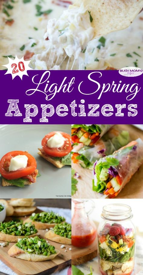 20 Light Spring Appetizer Recipes #roundup #appetizer #recipe #springfood #food Spring Appetizers Easy, Light Appetizers Before Dinner, Springtime Appetizers, Spring Appetizer, Spring Appetizers, Real Food Snacks, Tiny Foods, Light Appetizers, Healthy Appetizer Recipes