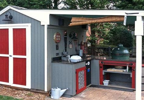 Man cave Man Cave Shed Ideas, Bbq Shed, Man Cave Shed, Man Shed, Bar Shed, Pub Sheds, Outdoor Kitchen Decor, Outdoor Kitchen Bars, Backyard Bar