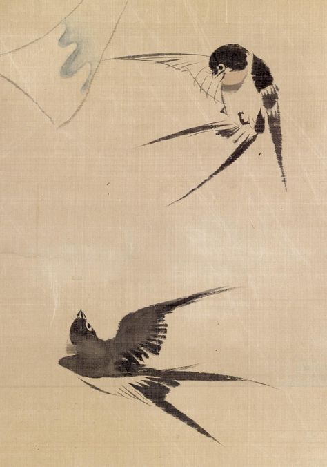 Japanese Bird, Wind Bell, Walter Crane, Ink Wash Painting, Ohara Koson, Eastern Art, Bird Artwork, Sparrows, Art Brut