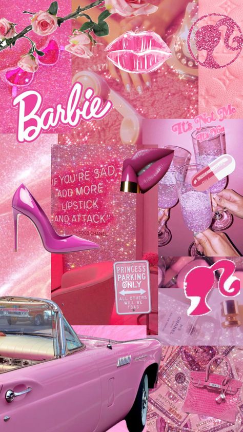 #barbie #barbieaesthetic #pinkaesthetic Barbie Theme Aesthetic, Barbie Themed Wallpaper, Barbie Aesthetic Collage, Barbie Vision Board, Barbie Theme Wallpaper, Iphone Wallpaper Barbie, Barbie Phone Wallpapers, Barbie Aesthetic Background, Barbie Wallpaper Iphone Pink