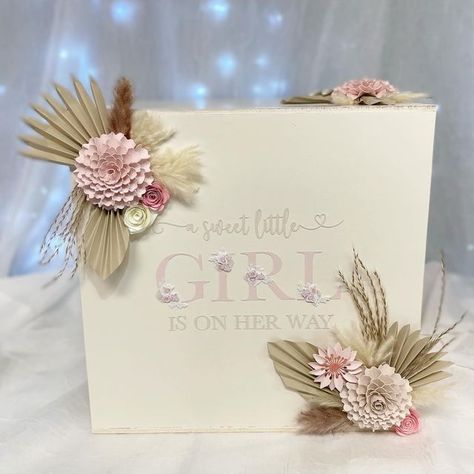 Boho Card Box Ideas, Baby Shower Card Box Diy, Baby Shower Cards Diy, Baby Shower Card Holder, Baby Shower Card Box, Diy Card Box, Shower Flowers, Wish Box, Instagram Square