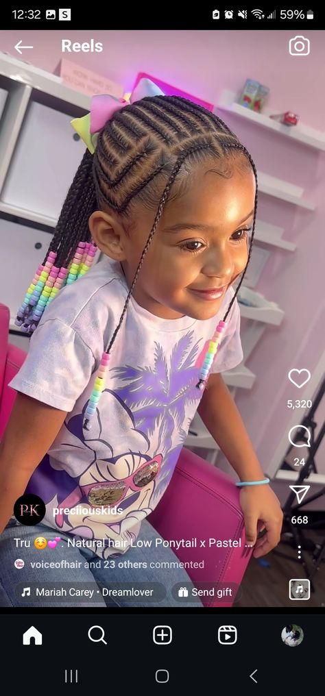 Hairstyles For Lil Girls Ideas Black, Toddler Box Braids For Kids With Beads, Braids For Ten Year Olds, Little Kid Girl Hairstyles Black, Simple Braid Hairstyles For Kids, Kid Girl Hairstyles Black, Kids Feedins Braids, Cute Little Baby Girl Hairstyles Black Braids, Cute Kids Hairstyles Braids