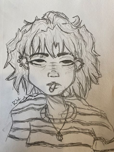 Grunge Art People, Aesthetic People Drawings, Grunge Face Drawing, Grunge Girl Drawing, Drawing Ideas Grunge, Grunge Art Ideas, Grunge Art Style, Drawing Traditional, Arte Grunge