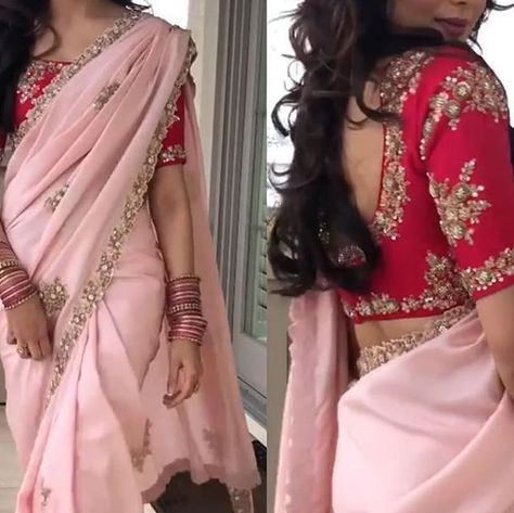 Pink Sari, Party Saree, Red Sari, Peach Saree, Sabyasachi Lehenga, Sari Design, Party Sarees, Indian Saree Blouses Designs, Saree Blouse Patterns