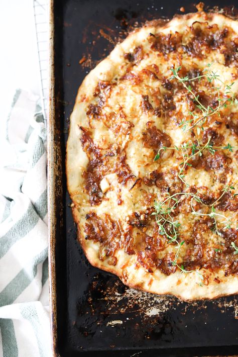 French Onion & Gruyère Pizza – Savoury & Style Store Bought Pizza Dough, Onion Pizza, Cooking From Scratch, Cooking Onions, Carmelized Onions, Pizza Night, Tasty Bites, French Onion, A Pizza