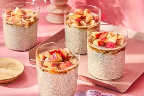 Apple Cinnamon Chia Pudding — Real Simple Apple Cinnamon Chia Pudding, Cinnamon Chia Pudding, Breakfast Goodies, Chia Pudding Recipes, Tasty Breakfast, Apple Dessert Recipes, Apple Desserts, Toasted Almonds, Apple Cinnamon