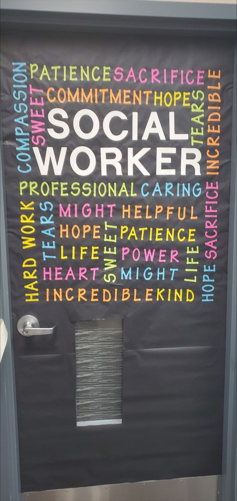 Social Worker Door Decorations, School Social Work Door Decor, School Social Worker Door, Social Worker Office Decor Ideas, School Social Worker Appreciation, School Counselor Appreciation Week, Counselor Appreciation Week, Social Worker Outfits, School Counselor Appreciation