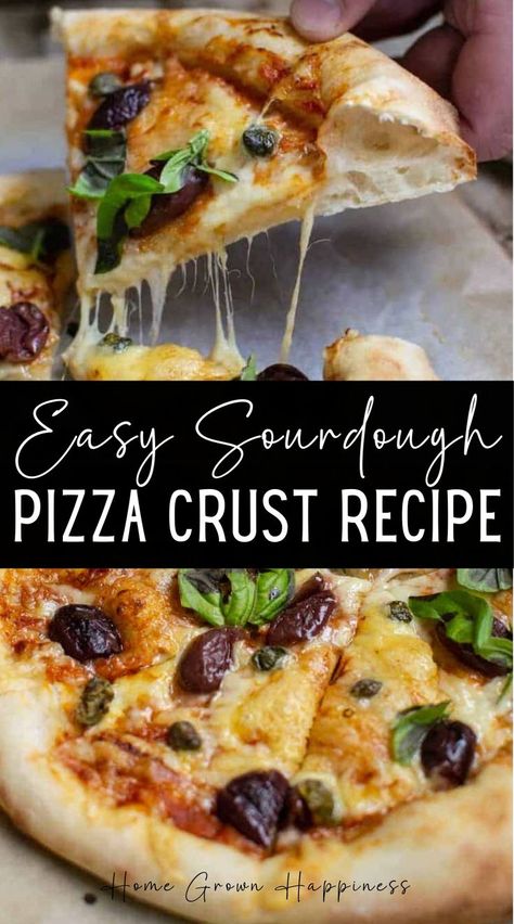 Easy Sourdough Pizza Crust, Easy Pizza Base, Using Sourdough Starter, Sourdough Pizza Crust Recipe, Pizza Crust Recipe Easy, Sourdough Pizza Dough Recipe, Sourdough Pizza Dough, Recipe Using Sourdough Starter, Sourdough Pizza Crust