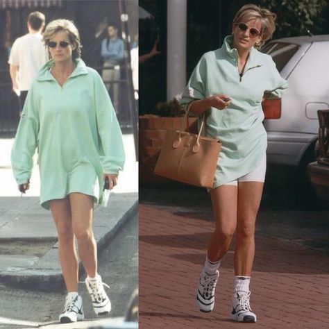 Princess Diana Street Style, Diana Street Style, Princess Diana Casual, Lady Diana Style, Princess Diana Outfits, Diana Outfits, Queen Diana, Diana Style, Neon Shorts