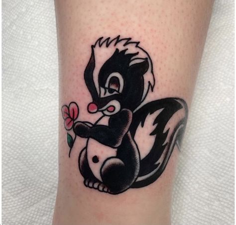 Old School skunk woodland creature tattoo “ Stinky “ Skunk Tattoo, Praying Hands Tattoo Design, Squirrel Tattoo, Traditional Tattoo Old School, Surreal Tattoo, Dinosaur Tattoos, Traditional Tattoo Sleeve, Traditional Tattoo Art, Real Tattoo