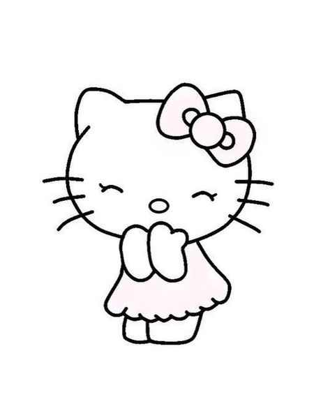 Drawings To Trace, Black Kawaii, Hello Kitty Imagenes, Hello Kitty Colouring Pages, Hello Kitty Aesthetic, Hello Kitty Characters, Hello Kitty Coloring, Detailed Coloring Pages, Kitty Drawing