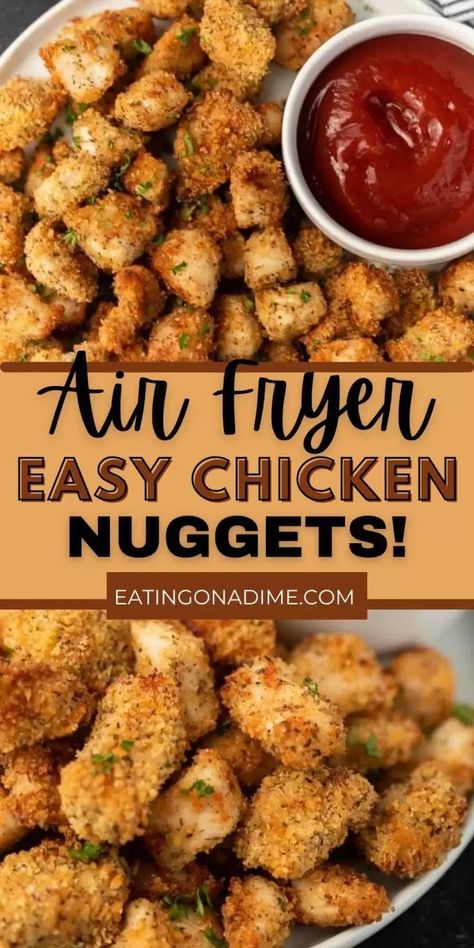 Air fryer chicken nuggets - how to make air fryer chicken nuggets Air Fried Chicken Nuggets, Air Fryer Chicken Nuggets, Gluten Free Chicken Nuggets, Fried Chicken Nuggets, Homemade Chicken Nuggets, Chicken Nugget Recipes, Air Fried Chicken, Air Fryer Dinner Recipes, Air Fryer Healthy