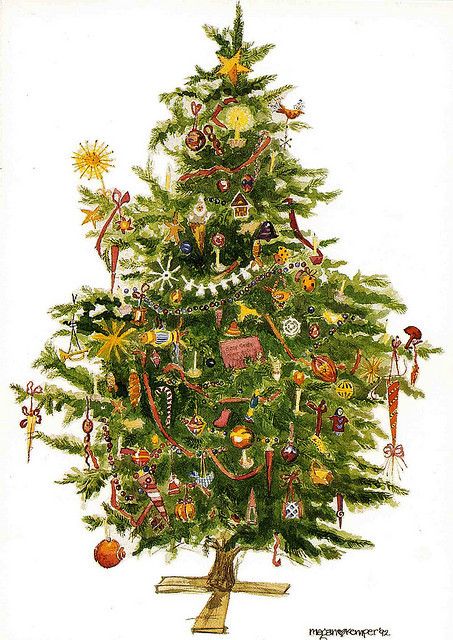 Xmas Tree Illustration, Christmas Tree Illustration, Victorian Christmas Tree, Fashion Christmas Tree, Christmas Tree Images, O Christmas Tree, Christmas Pics, Old Fashioned Christmas, Tree Illustration