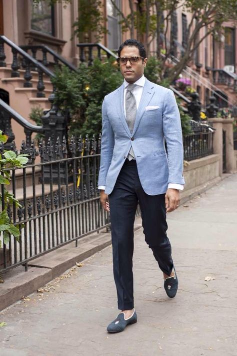 Blue blazer Light Blue Blazer Outfit Men, Light Blue Blazer Outfit, Blue Blazer Outfit Men, Sky Blue Blazer, Blue Blazer Outfit, Grey Pants Outfit, Blue Sport Coat, Light Blue Blazer, Suit Collection