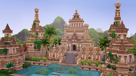 Ancient Sea Gods Temple - Kai Bellvert Minecraft Sea Temple Base, Jungle Temple Minecraft, Sims 4 Britechester, Jungle Minecraft, Gods Temple, Mafia House, Minecraft Temple, Jungle Temple, The Sims 4 Lots