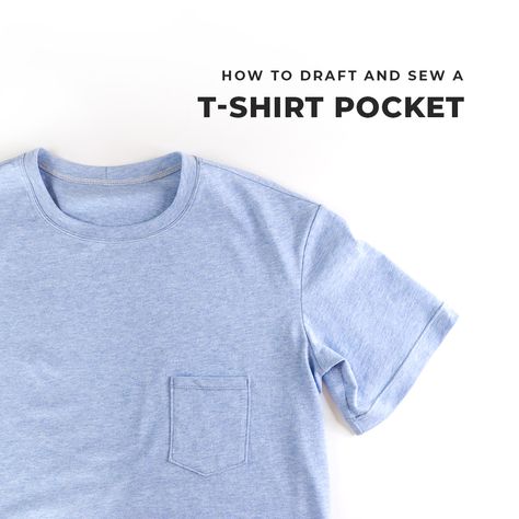 How to Draft and Sew a T-Shirt Pocket » Helen's Closet Patterns Add Pocket To Tshirt, Knit Sewing Patterns, Sewing Pockets, T Shirt Sewing Pattern, Pattern Hack, Tea Shirt, Shirt Pocket, Stitch Lines, Tshirt Pattern