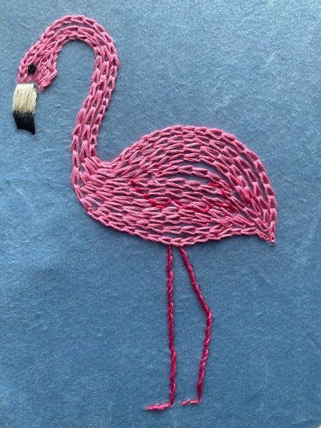 Flamingo Hand Embroidery, Flamingo Embroidery Design, Creative Embroidery Inspiration Ideas, Embroidery Flamingo, Embroidered Flamingo, Flamingo Embroidery, Cute Embroidery Patterns, Embroider Ideas, Embroidery Stitches Beginner