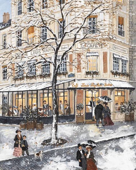 My French Country Home Magazine » A French Artist: Fabienne Delacroix Fabienne Delacroix Art, French Art Prints, French Illustration, Country Home Magazine, Paris Life, Winter Christmas Scenes, Museum Of Childhood, Renoir Paintings, Paris 1900