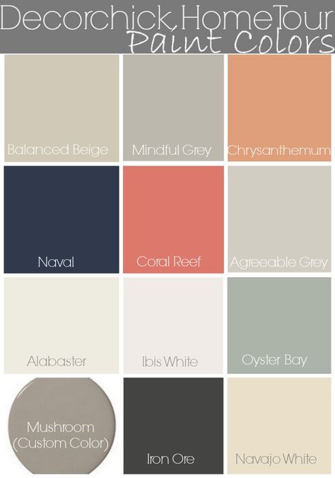 Well, finally after 4 long years, I have put together a paint colors used in our home post! I think I promised one last year too. But 2014 won. Sorry for the delay, but I’m happy and content with thes Coral Bedroom, Balanced Beige, Interior Paint Colors Schemes, Mindful Gray, Agreeable Gray, Best Paint, Oyster Bay, Best Paint Colors, Interior Paint Colors