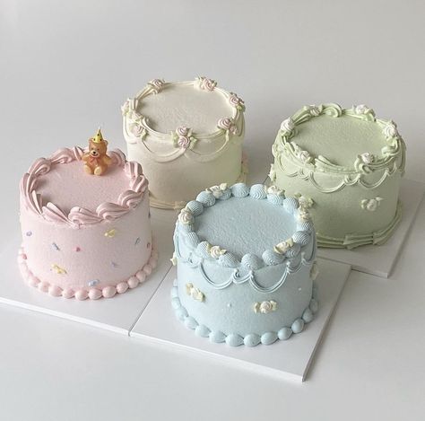 4 Inch Cake, Cake For Kids, Wave Cake, Baby Reveal Cakes, Carousel Cake, Aesthetic Cake, Unique Birthday Cakes, Cake Simple, Cupcake Cake Designs