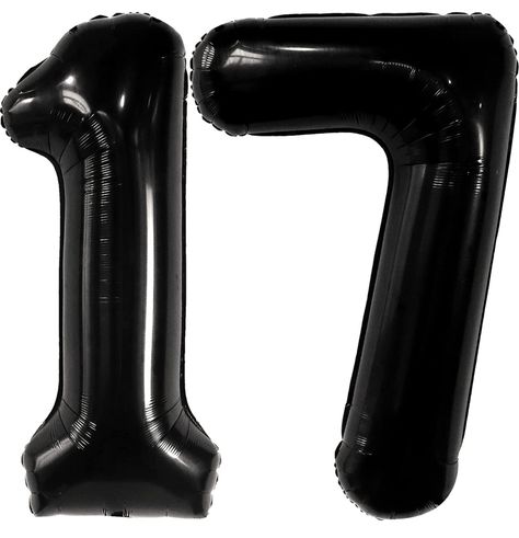 17 Balloons Number Aesthetic, 17 Birthday Balloons, 17th Birthday Decorations, Black Ballons, 17 Balloons, Birthday Decorations Black, 17 Number, Balloons Number, Dark Elements