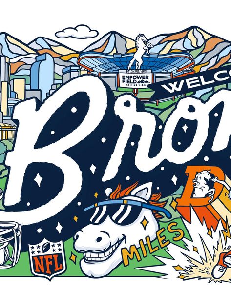 Bronco Illustration, Denver Broncos Wallpaper, Denver Broncos Logo Svg, Denver Broncos Sublimation, Denver Art, Mural Design, Art Direction, Style Me, Personal Style