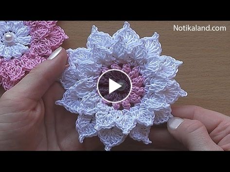 Crochet Puff Flower, Crochet Flowers Easy, Crochet Flowers Free Pattern, Crocheted Flowers, Hand Embroidery Tutorial, Crochet Flower Tutorial, Crochet Flower Patterns, Crochet Videos, Crochet Flower