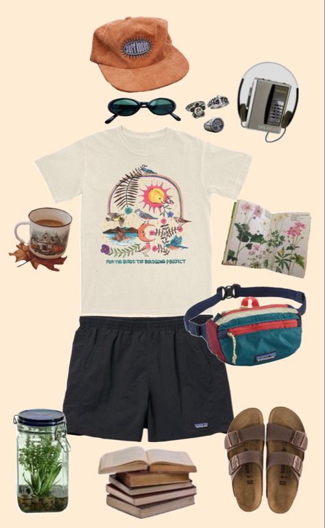 80s Summer Camp Outfits Men, Florida Guy Outfits, Summer Camping Outfits Men, Hawaii Aesthetic Outfits Men, Crunchy Outfits Men, Patagonia Outfit Mens Summer, Mens Summer Hiking Outfit, Surfer Style Clothes, Mens Granola Style Summer