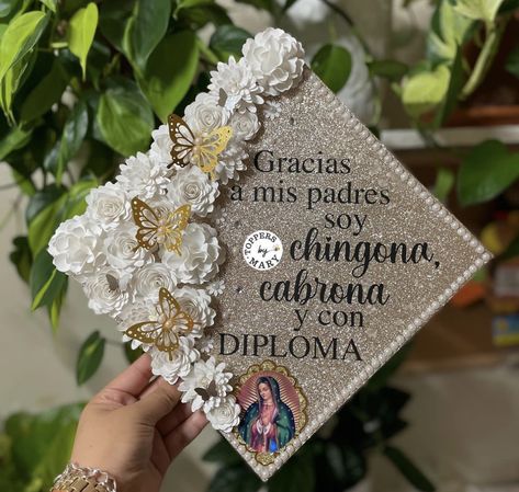 Immigrant Cap Decoration, Grad Caps Spanish, Grad Caps In Spanish, Grad Cap Ideas Spanish, Graduation Cap Designs In Spanish, Graduation Cap Designs Spanish, Chicano Graduation Cap, Spanish Graduation Cap Ideas, Hispanic Graduation Cap Ideas