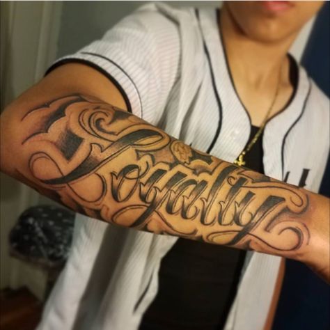 Tattoo uploaded by Josh Whittaker | Loyalty #rokmatic #ink #tattoo #freehand #loyaltytattoo | 387860 | Tattoodo Loyalty Tattoo For Men Forearm, Loyalty Forearm Tattoo, Loyalty Tattoo For Men, Religous Tattoo, Loyalty Tattoo, Forearm Tattoo Quotes, Hard Tattoos, Empire Tattoo, Gangsta Tattoos