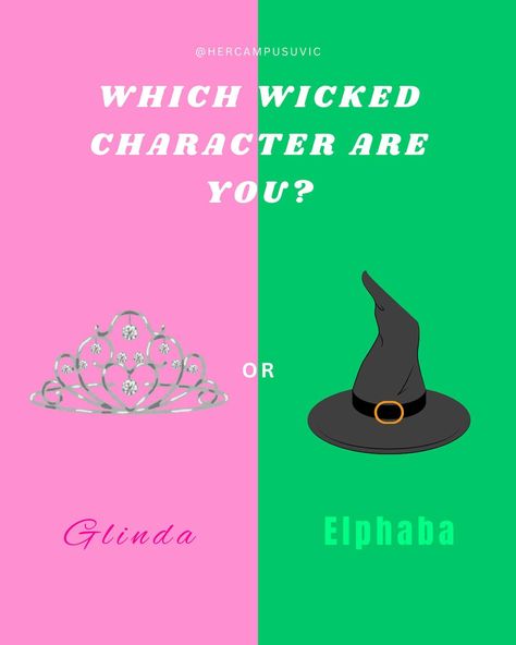 Are you excited for the Wicked movie? We know we are! Who matches you best? Glinda or Elphaba!? Here at HC UVIC, we can’t wait to Defy Gravity on November 22nd 🩷💚🧙‍♀️✨🎤 #wicked #wickedmovie #glinda #elphaba #arianagrande #cynthiaerivo #pink #green #wickedthemusical #musical #hercampus #hercampusuvic #uvic #hc #hcuvic Elphaba And Glinda Aesthetic, Elfaba Wicked, Elphaba X Glinda, Glinda Wicked Aesthetic, Wicked Illustration, Wicked Musical Broadway, Wicked Fanart, Elphaba Glinda, Wicked Aesthetic