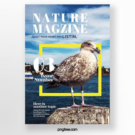 High End Simple Natural Animal Humanistic Blue Environment Magazine Cover Poster Animal Design, Magazine Cover Nature, Animal Magazine Cover, Environment Magazine, Nature Magazine Cover, Blue Environment, Travel Magazine Design, Blue Logo Design, Magazine Cover Layout