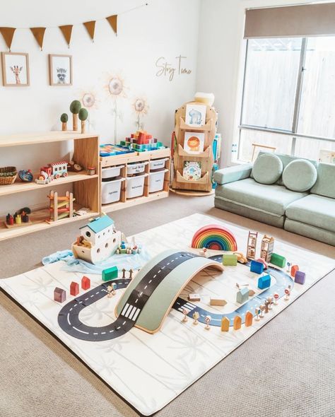 Small Kids Playrooms, Loft Playroom, Baby Play Areas, Small Playroom, Car Room, Living Room Playroom, Baby Playroom, Montessori Playroom, Boys Playroom