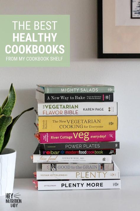 My Favourite Healthy Cookbooks - a roundup of old favourites and new finds for easy, delicious, healthy vegetarian cooking. #vegetarian #healthycookbooks Healthy Cookbooks, Cooking Vegetarian, Cookbook Shelf, Watermelon Nutrition Facts, Healthy Cook Books, Women Nutrition, Nutrition Consultant, Vegetarian Lifestyle, Nutrition Articles