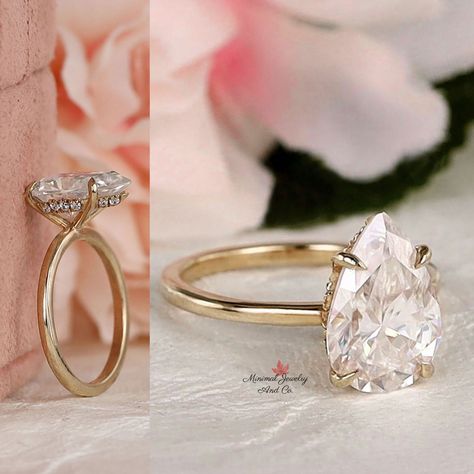 Engagement Rings Pear Hidden Halo, Teardrop Ring Hidden Halo, Pear Hidden Halo Engagement Ring, Hidden Halo Pear Engagement Ring, Pear Engagement Ring Hidden Halo, Engagement Ring Pear Shaped, Gold Band Engagement Rings, Pear Shaped Engagement Ring, Pear Engagement Ring Halo