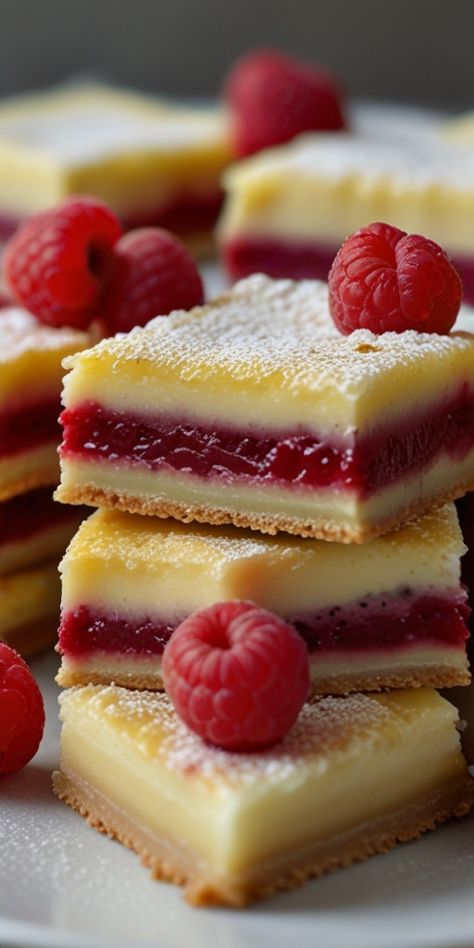 Get ready to tantalize your taste buds with our delightful Raspberry Lemon Bars Recipe! Bursting with the vibrant flavors of tangy lemon and sweet Raspberry Lemon Bars Recipes, Raspberry Lemon Desserts, Raspberry Jam Desserts, Raspberry Bars Recipes, Raspberry Jam Bars, Lemon Raspberry Cheesecake Bars, Lemon Raspberry Desserts, Raspberry Lemon Bars, Summer Bars